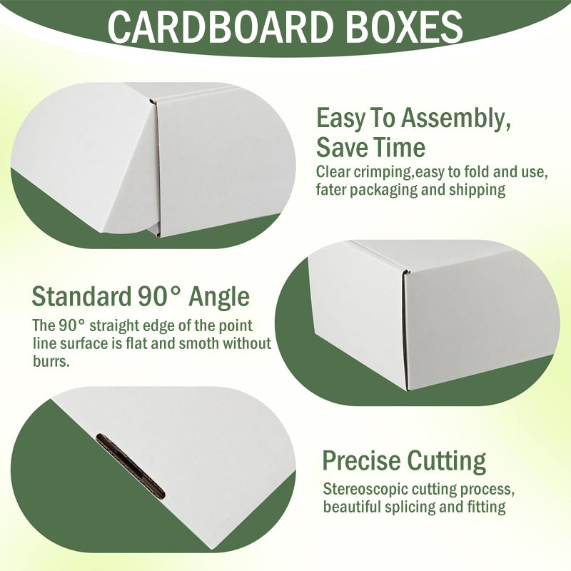7.8x 5.5 x 1.5 Inch Shipping Carton Set (25-Pack) — White Cardboard Mailer Boxes