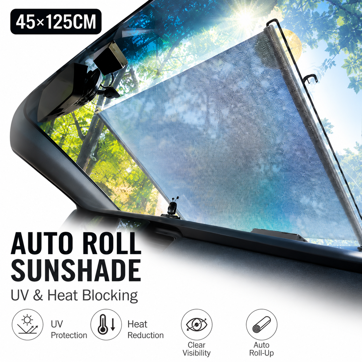 Car Window Roller Blind Sun Shade Privacy UV Heat Protection Accessories