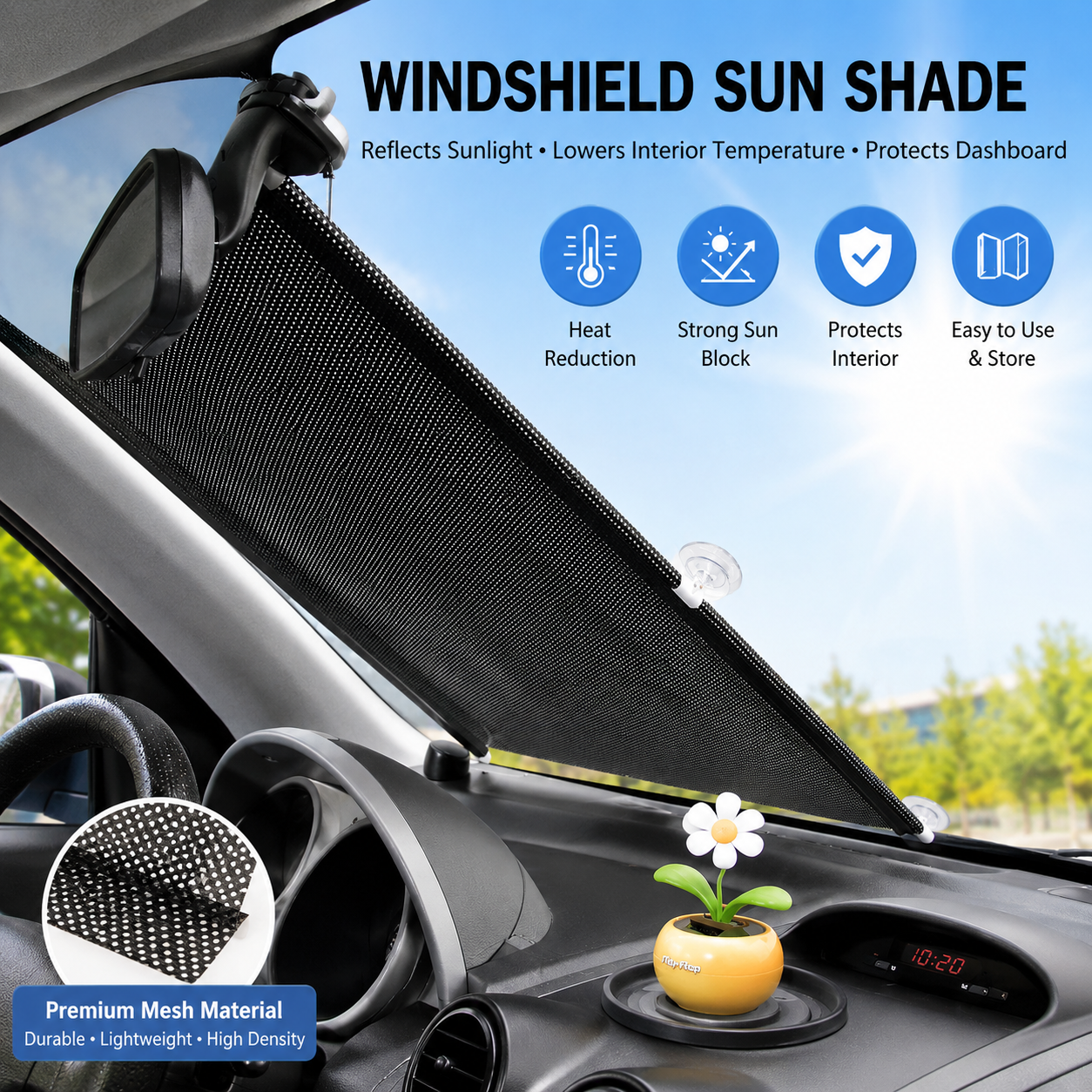 Car Window Roller Blind Sun Shade Privacy UV Heat Protection Accessories