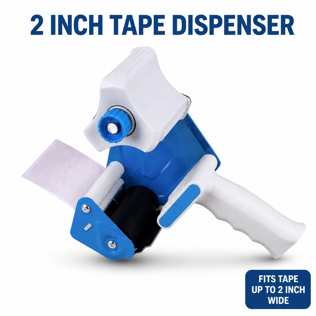2-inch Blue and White Tape Dispenser | Heavy-Duty Carton Sealing Tape Gun 2 pcs