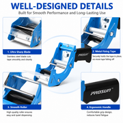 2.5 in Blue Tape Dispenser Heavy Duty Packing Tape Cutter Handheld Sealing Tool