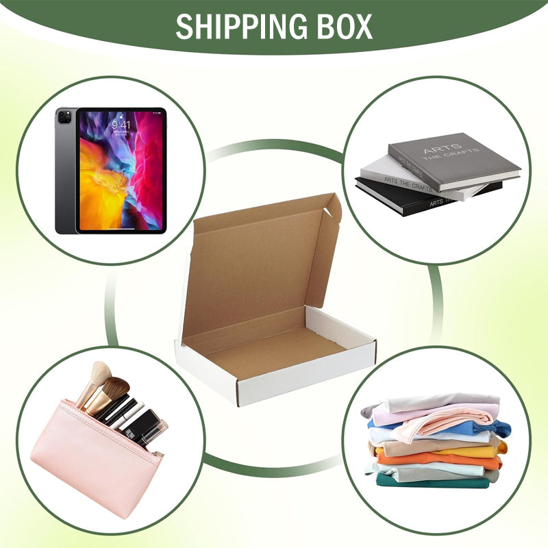 7.8x 5.5 x 1.5 Inch Shipping Carton Set (25-Pack) — White Cardboard Mailer Boxes