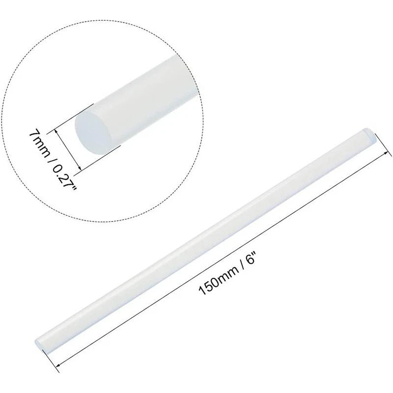 Mini hot glue sticks (10-30 pieces per pack), 7x150 mm, for DIY and crafts.
