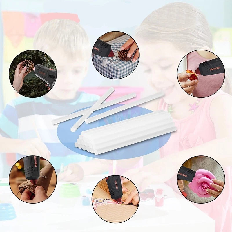 Mini hot glue sticks (10-30 pieces per pack), 7x150 mm, for DIY and crafts.