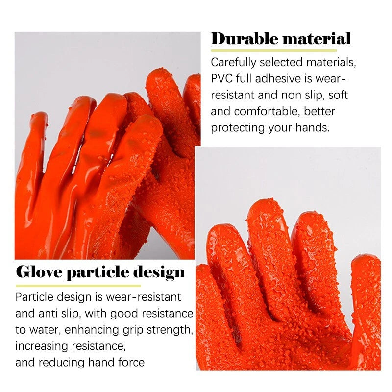 PVC impregnated non-slip work gloves acid and alkali resistant waterproof 1 pair
