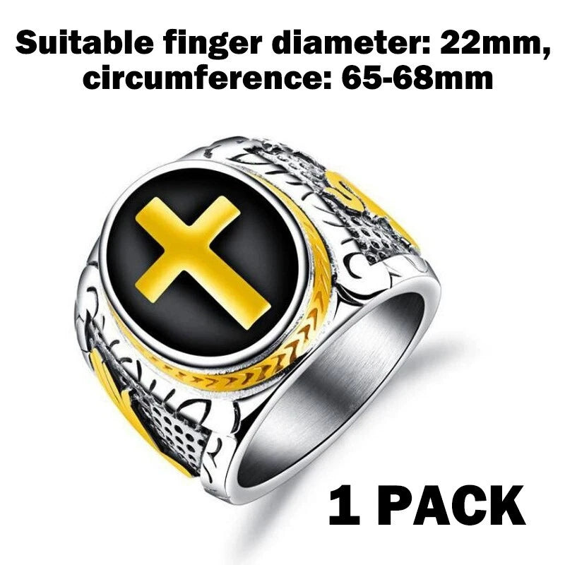 Jewelry Silver stainless steel Christian Holy Cross Ring Men's ring