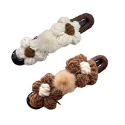 Two autumn and winter woolen flower hair clips and women's hair accessories