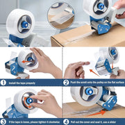 2-inch Blue and White Tape Dispenser | Heavy-Duty Carton Sealing Tape Gun 2-Pack