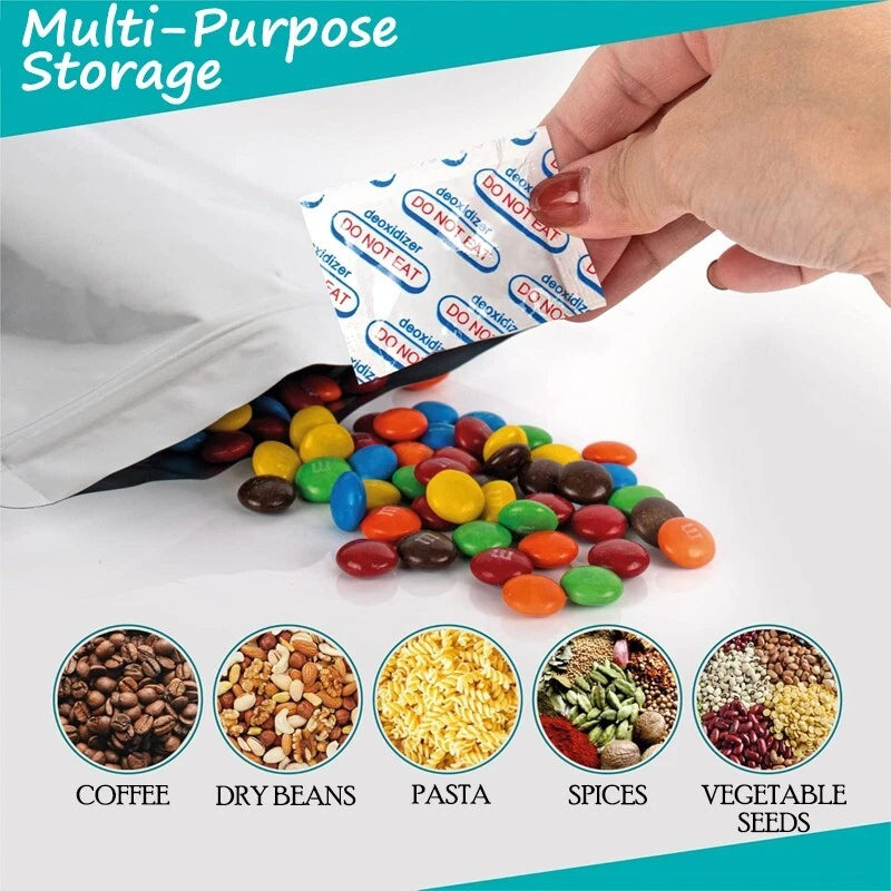 Polyester film bags for multi-size food storage - food grade, resealable