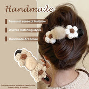 Two autumn and winter woolen flower hair clips and women's hair accessories