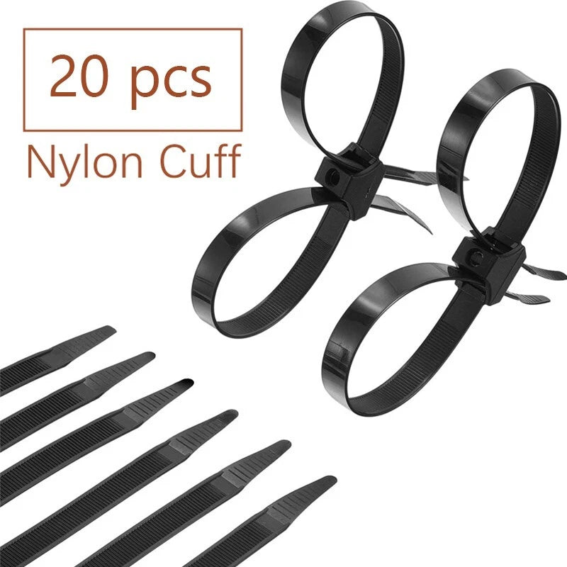 20PCS zipper tie  disposable double police lock cuff elastic nylon bundle