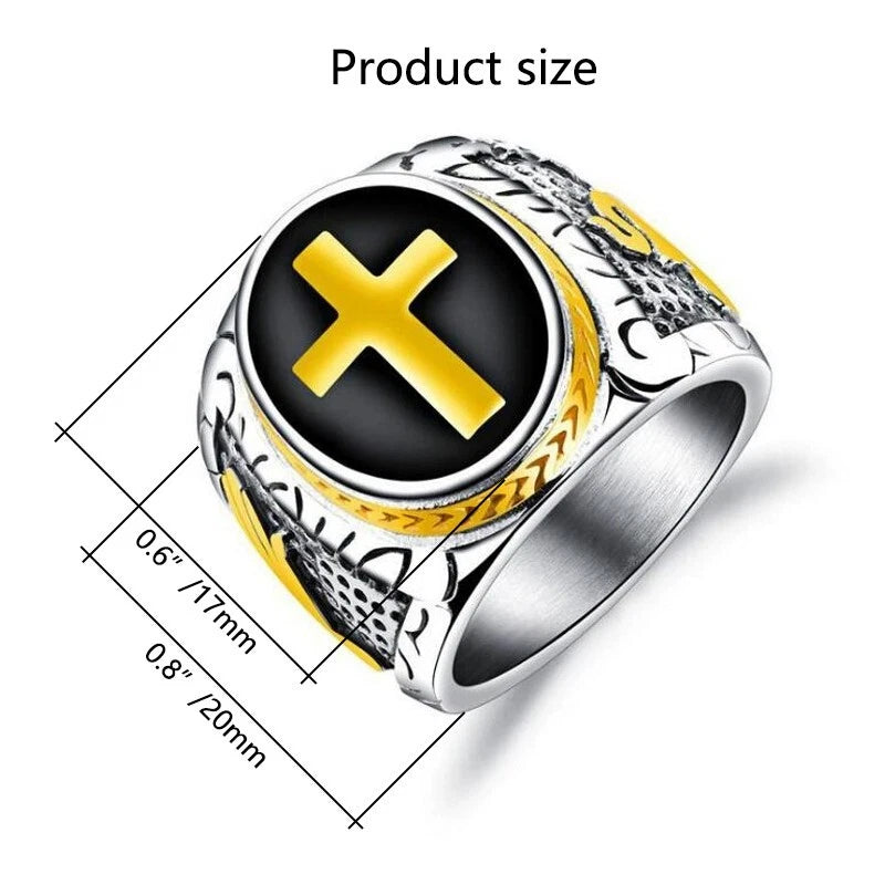 Jewelry Silver stainless steel Christian Holy Cross Ring Men's ring