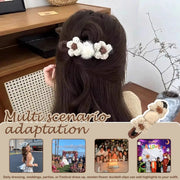 Two autumn and winter woolen flower hair clips and women's hair accessories