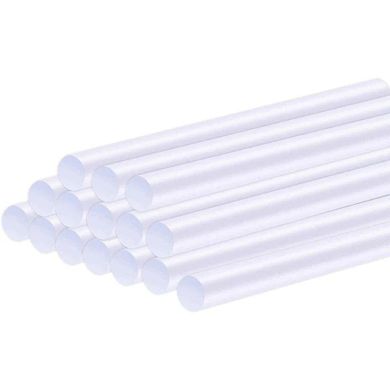 Mini hot melt glue sticks, 11x150mm, transparent, 5-200 pieces per pack.