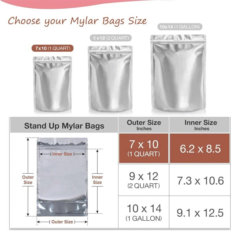 Polyester film bags for multi-size food storage - food grade, resealable