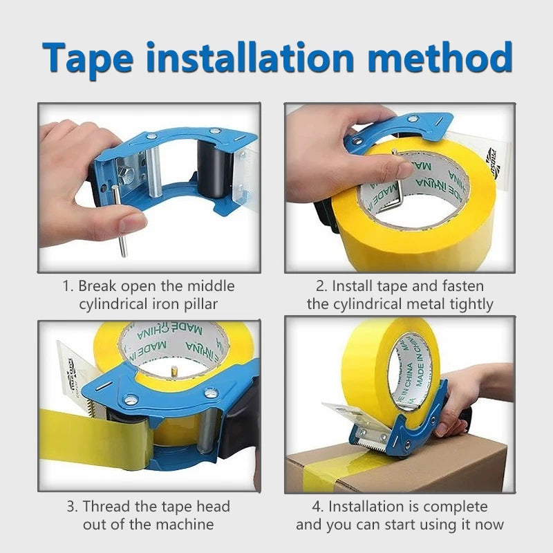 2.5 in Blue Tape Dispenser Heavy Duty Packing Tape Cutter Handheld Sealing Tool