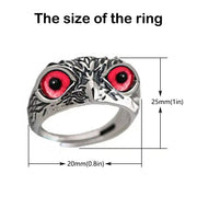 Adjustable Demon Owl Eye Ring - Gothic Animal Jewelry with Lucky Symbol