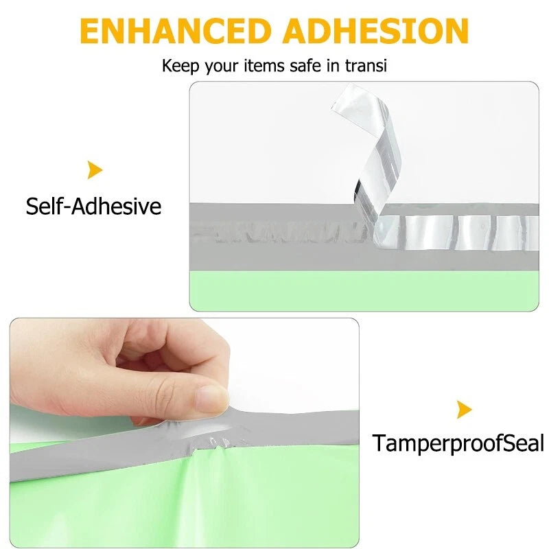 8x12 inch green waterproof mailing bag, strong adhesive seal, tear resistant