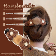 Two autumn and winter woolen flower hair clips and women's hair accessories