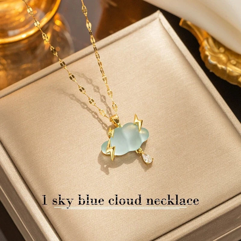 Lightning Cloud necklace, ladies' pendant, Teardrop necklace, birthday gift
