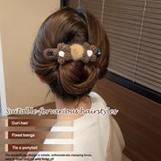 Two autumn and winter woolen flower hair clips and women's hair accessories