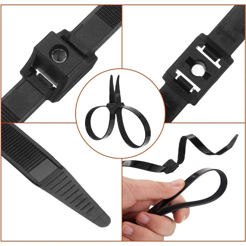 20PCS zipper tie  disposable double police lock cuff elastic nylon bundle