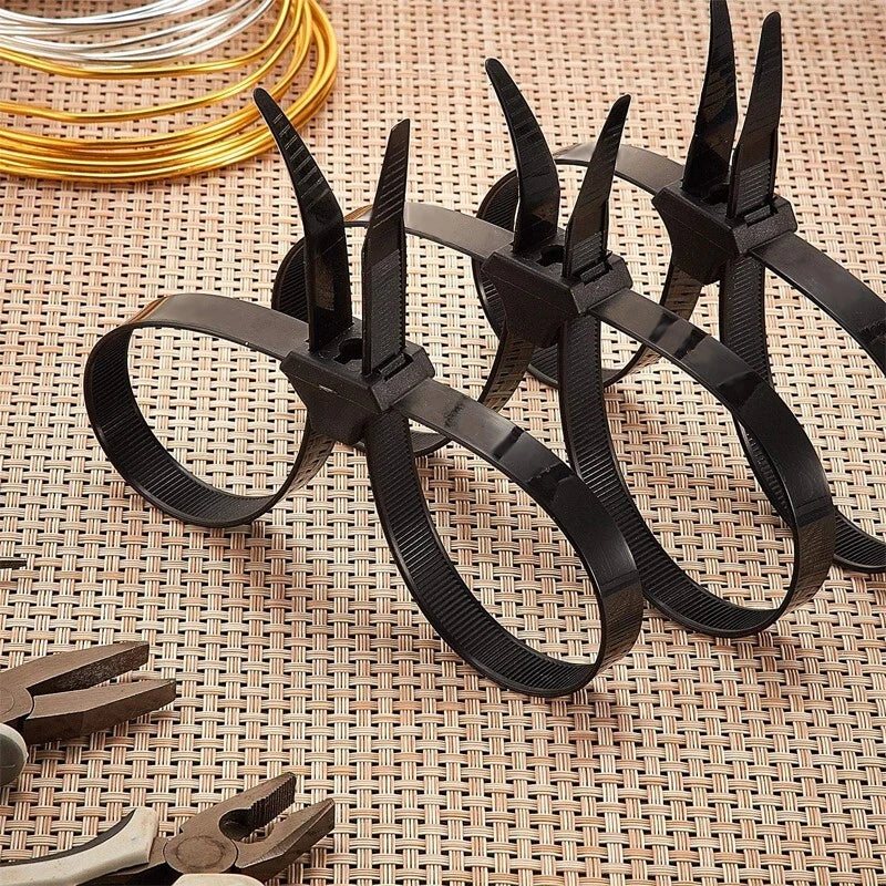 20PCS zipper tie  disposable double police lock cuff elastic nylon bundle