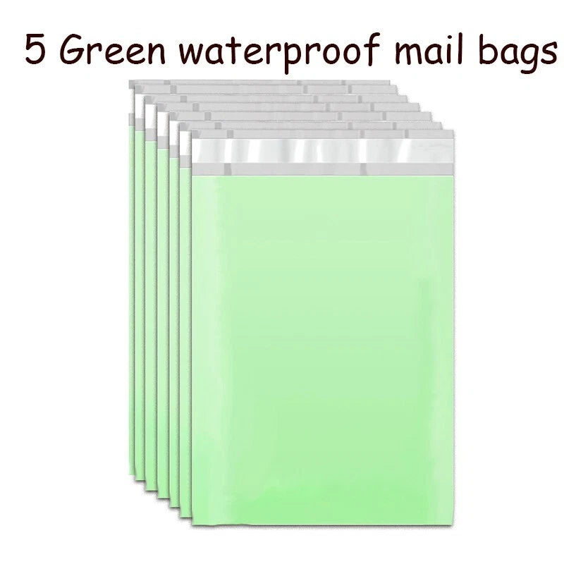 8x12 inch green waterproof mailing bag, strong adhesive seal, tear resistant