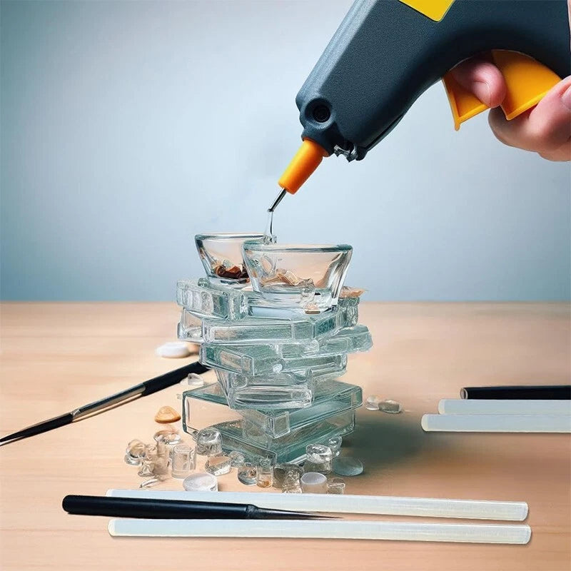 Mini hot melt glue sticks, 11x150mm, transparent, 5-200 pieces per pack.