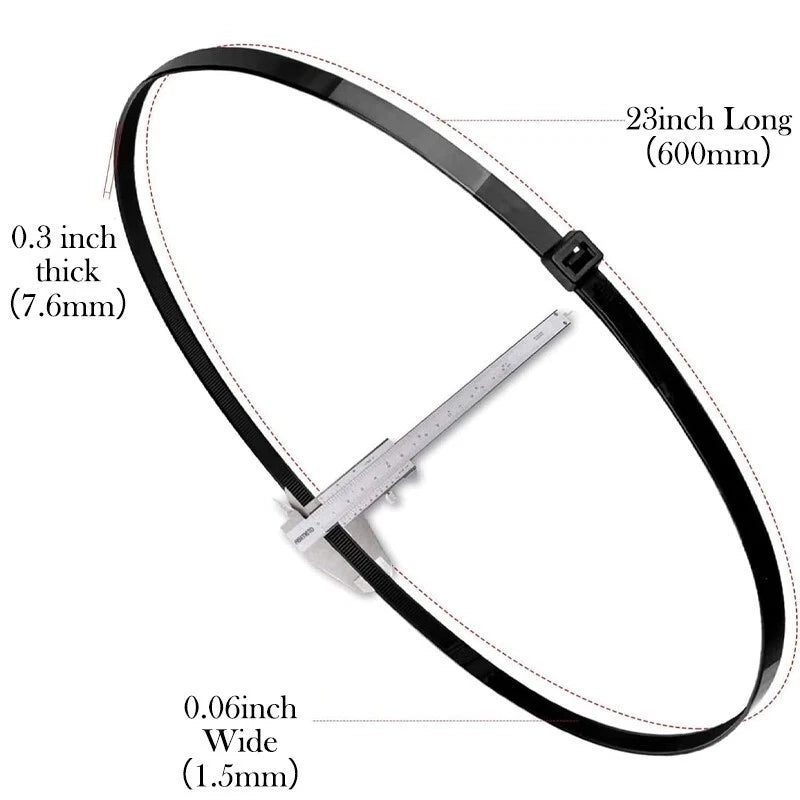 23-inch industrial zipper, reusable zipper tie, suitable for gardens, homes