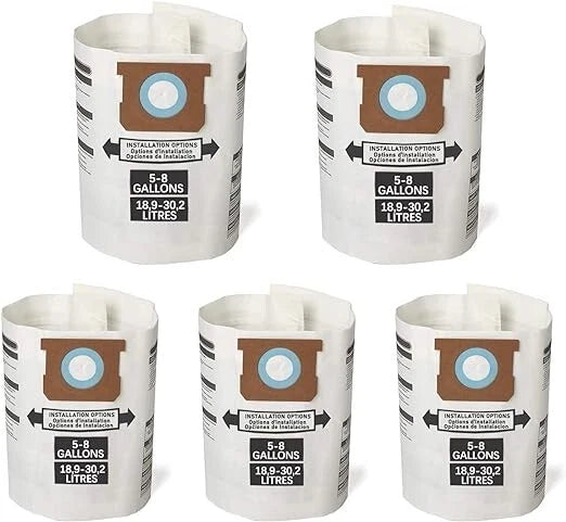3-15 PACK - 5-8 Gallon High Efficiency Replacement Dry Vacuum Bags - SHOPVAC BAG