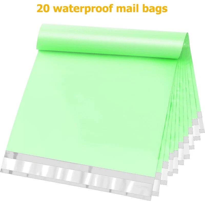 8x12 inch green waterproof mailing bag, strong adhesive seal, tear resistant