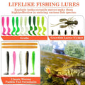 138 Bait sets - Fishing gear box with spoon bait, soft plastic worms and bait
