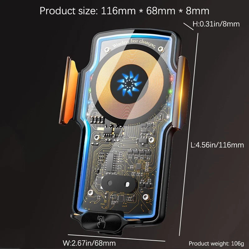 Wireless car charger, self-clamping car mount, air vent car phone holder