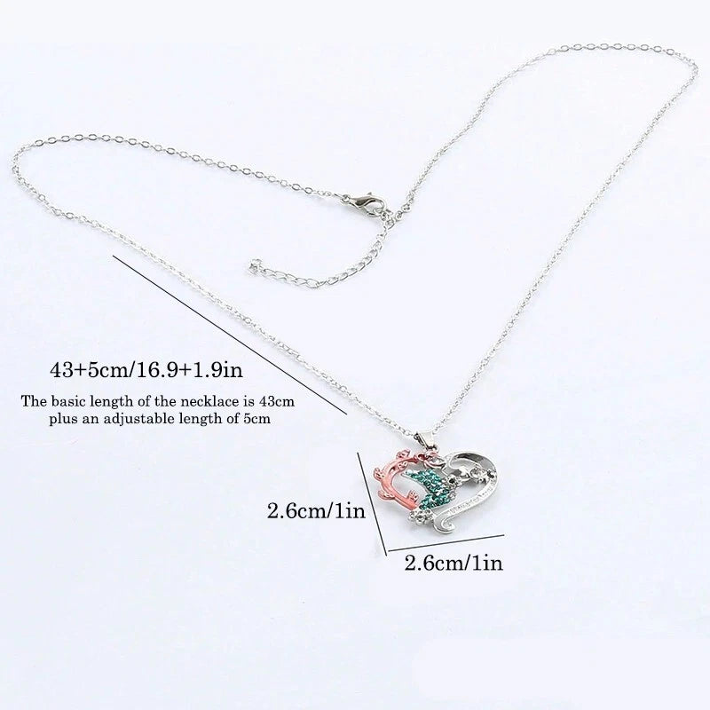 Rose heart-shaped pendant Hummingbird necklace/Birthday and Valentine's Day gift