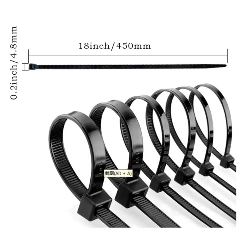 Self-locking nylon cable ties 4.8mmx450mm  suitable for both indoor and outdoor