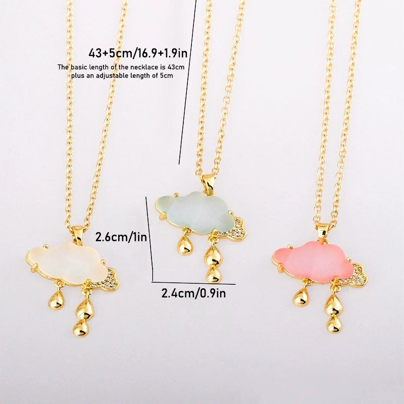Cloud water drop necklace, ladies' pendant, tear drop necklace, birthday gift