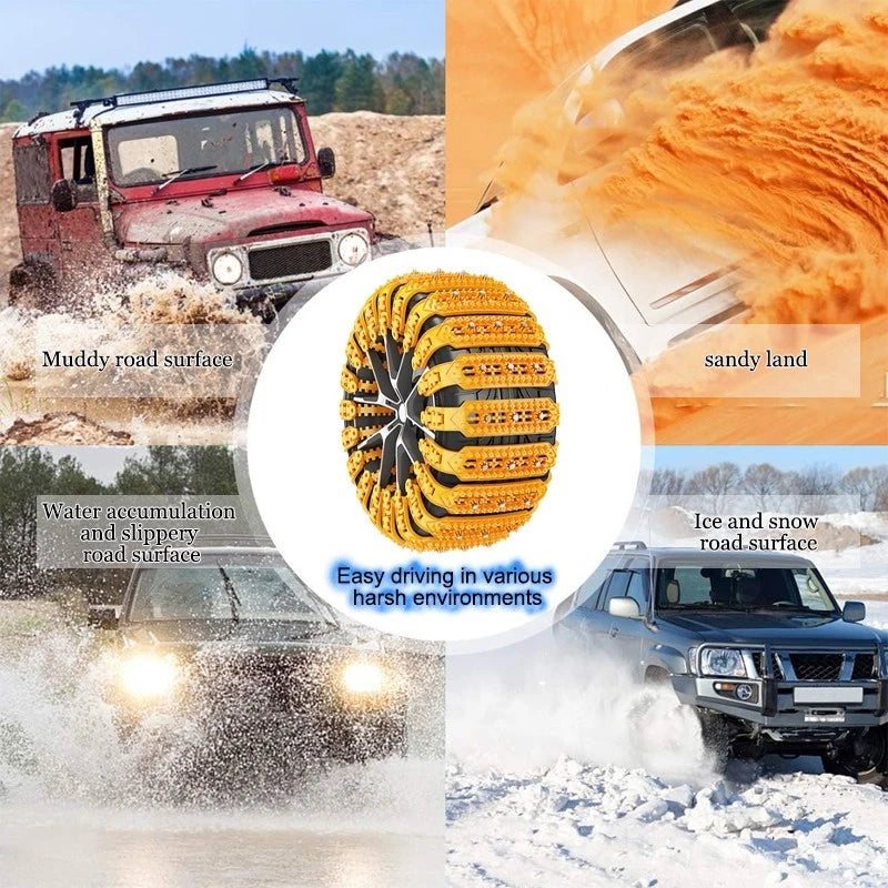 10-piece anti-slip tire chains, suitable for emergency use on passenger cars.