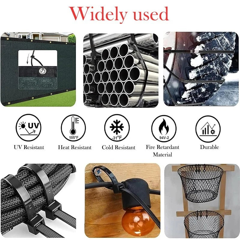 23-inch industrial zipper, reusable zipper tie, suitable for gardens, homes