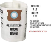 3-15 Pack - 5-8 Gallon High Efficiency Replacement Dry Vacuum Bags - Shopvac Bag