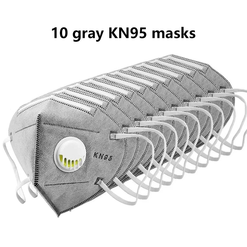 10-Pack KN95 Respirator Masks, White/Gray, Unisex Disposable Masks