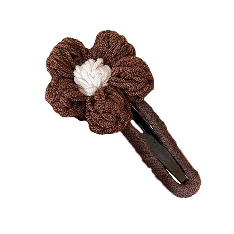 Dark coffee yarn duck Bill with large half tie hair clip fascinator - Women