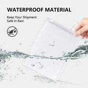 50 Pack White Bubble Courier Bags, 7.25 x 11 Inch, Self-Sealing Waterproof