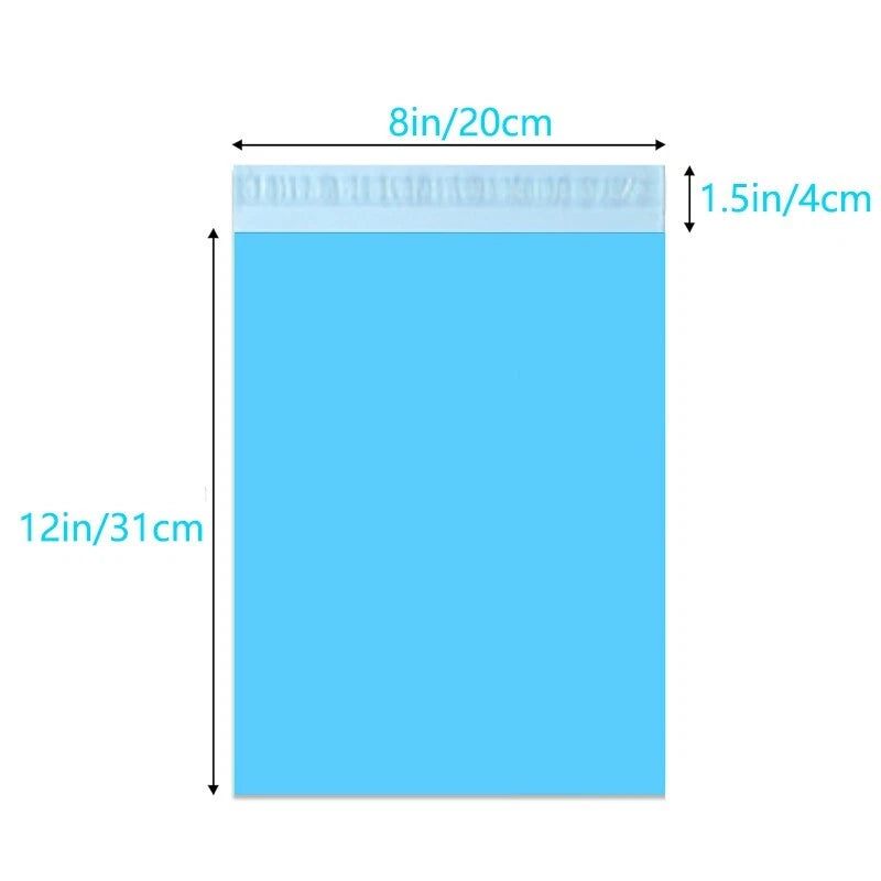 8x12 inch blue waterproof mailing bag, strong adhesive seal, tear resistant
