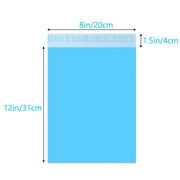 8x12 inch blue waterproof mailing bag, strong adhesive seal, tear resistant