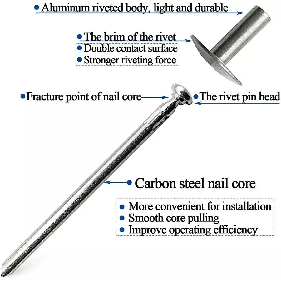 100-2000 PCS LARGE FLANGE ALUMINUM POP RIVETS 3/16" X 3/4" BIG HEAD STEEL