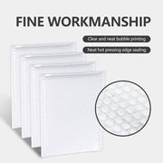 50 Pack White Bubble Courier Bags, 7.25 x 11 Inch, Self-Sealing Waterproof