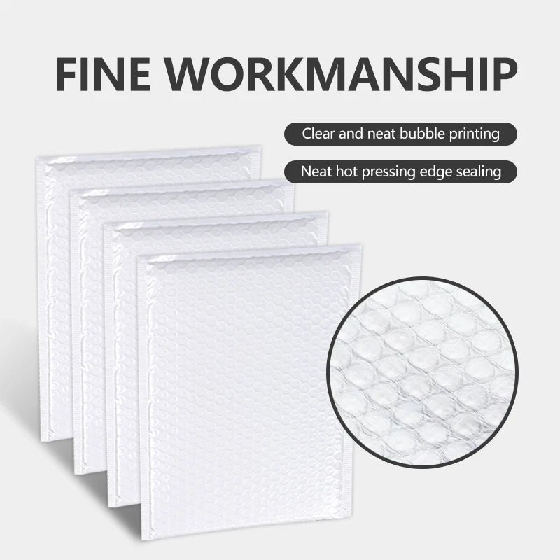 50 Pack White Bubble Courier Bags, 7.25 x 11 Inch, Self-Sealing Waterproof