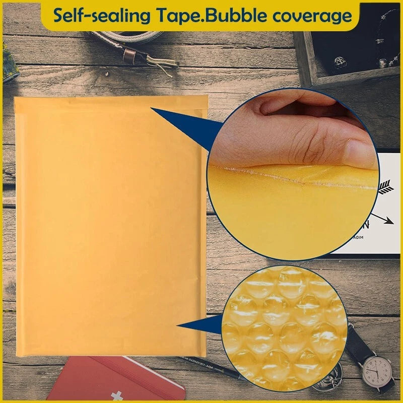 #5 10.5x15 yellow cowhide bubble mail padded envelope bag shock-absorbing bag