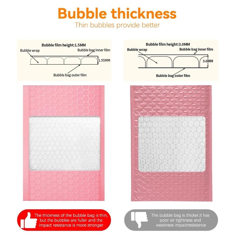 Pink Bubble Mailers 5x6" – Durable Self-Seal Mailers for Packaging 50 pcs